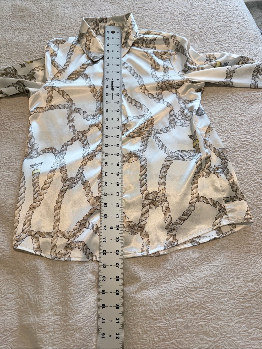 Mango White Rope-Print Button-Up Blouse - Picture 3 of 10